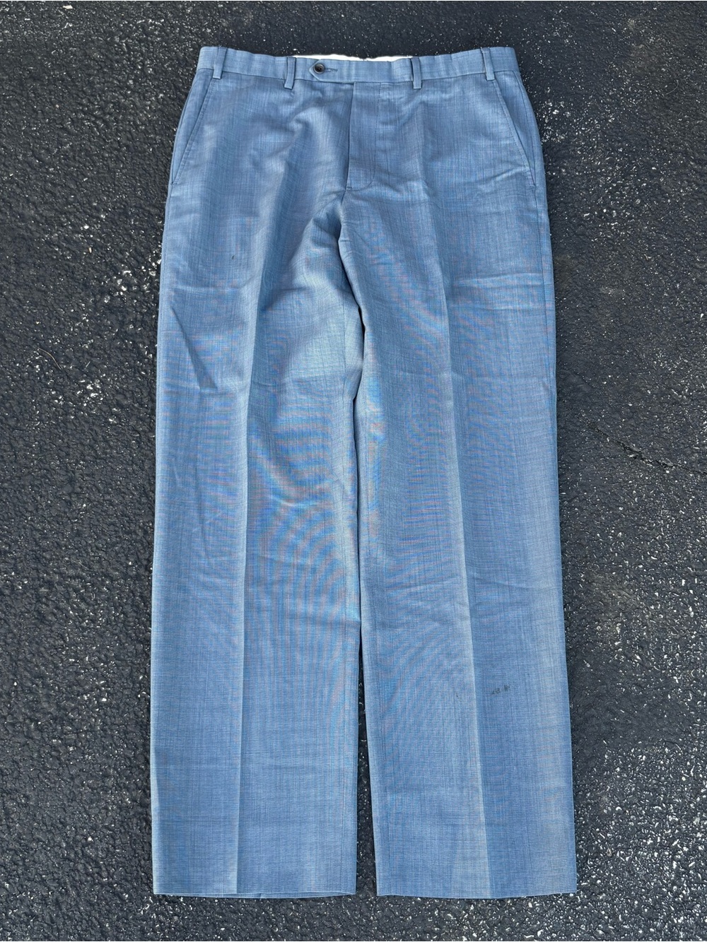 Brooks Brothers 346 Dress Pants Mens 36x32 (34x31) Blue Gray 100% Wool Trousers